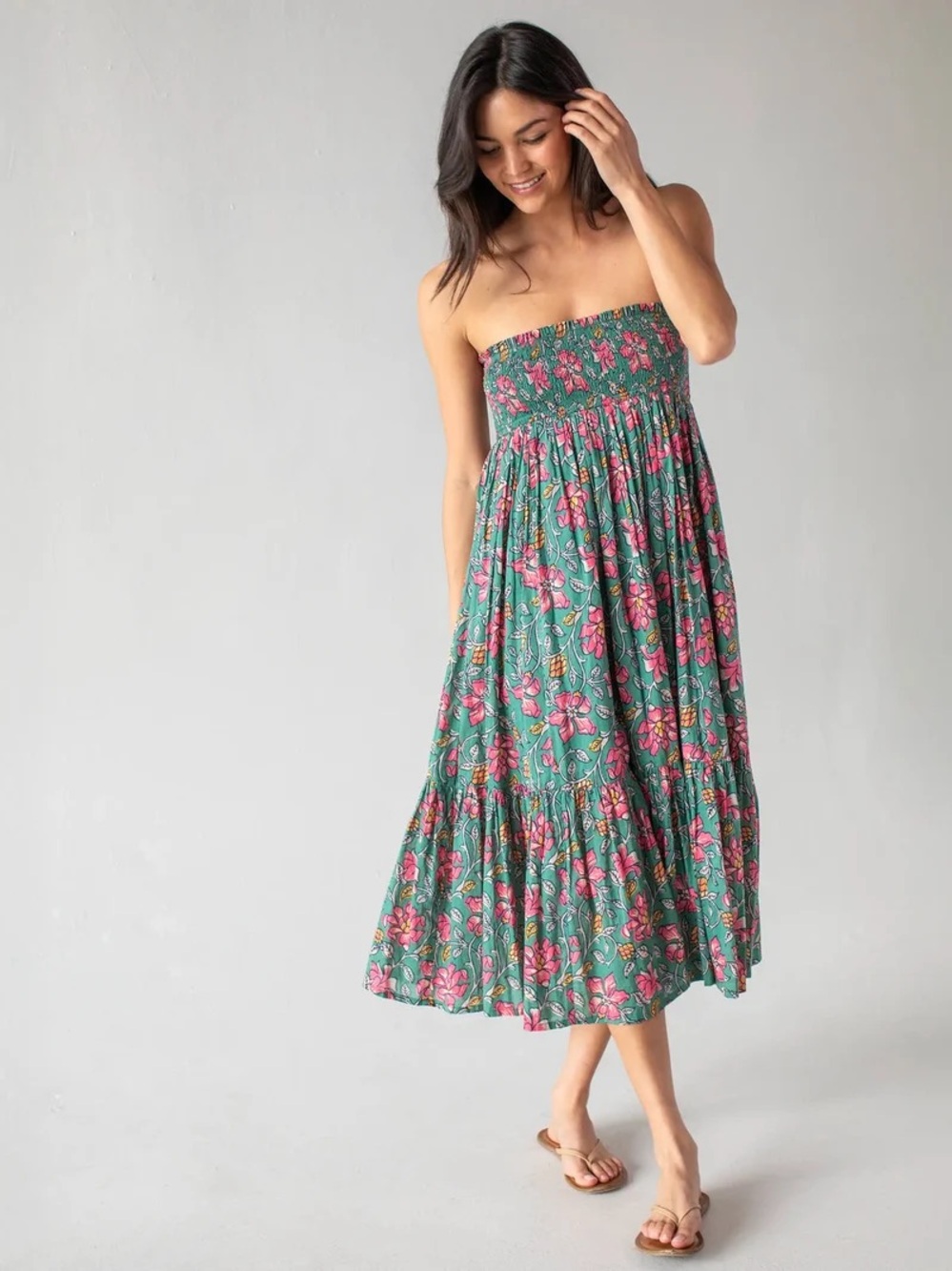 NATURAL LIFE • Flora Convertible Skirt - Teal Pink Lilies NWT Medium - Picture 2 of 9